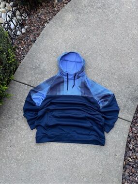 Nike Therma Dri-Fit Mens Pullover Training Hoodie Obsidian Royal Pulse Black 2XL